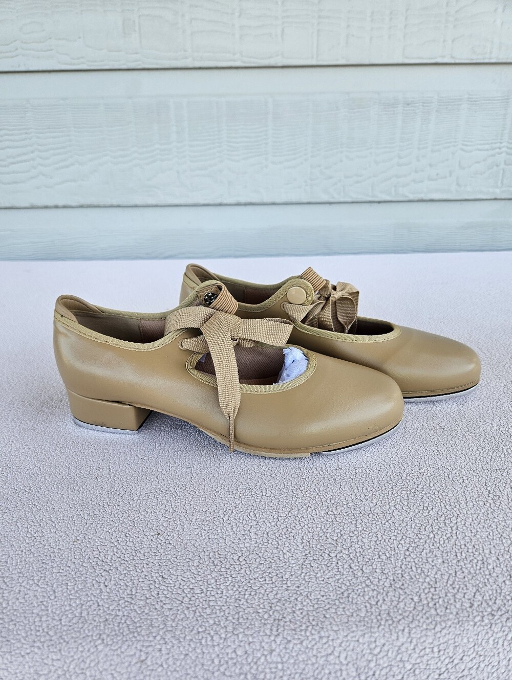 Bloch Annie Tyette Synthetic Leather Tap Shoes Women SZ 4.5 M Tan Dance